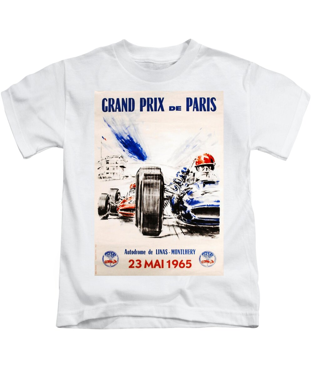 Paris Grand Prix Kids T-Shirt featuring the digital art 1965 Grand Prix de Paris by Georgia Clare