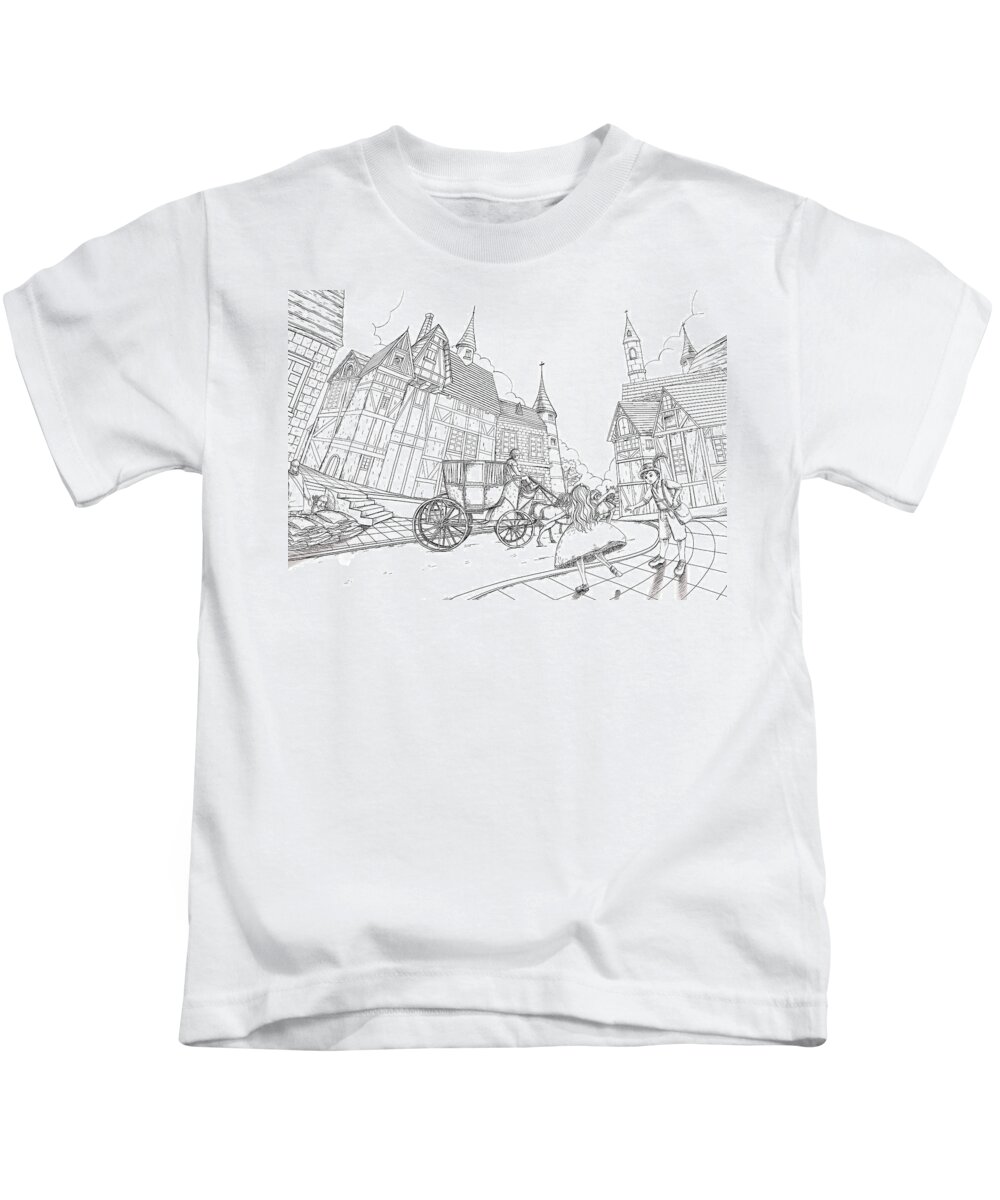 The Wurtherington Diary Kids T-Shirt featuring the painting The Bavarian Village #3 by Reynold Jay