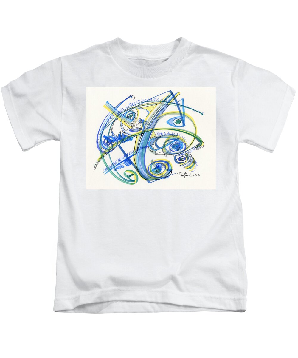 Abstract Kids T-Shirt featuring the drawing 2012 Drawing #33 by Lynne Taetzsch