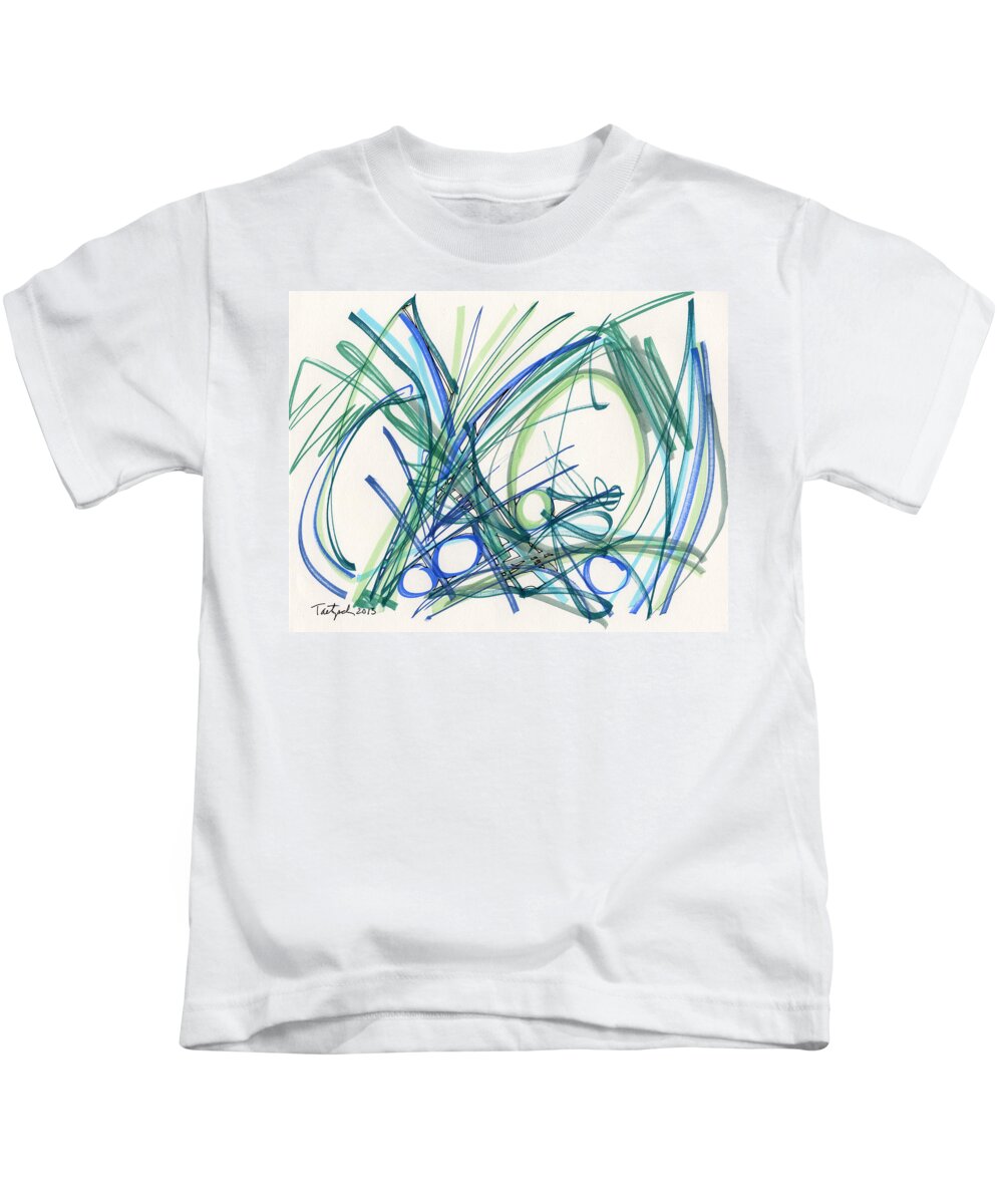 Abstract Kids T-Shirt featuring the drawing 2013 Abstract Drawing #8 by Lynne Taetzsch