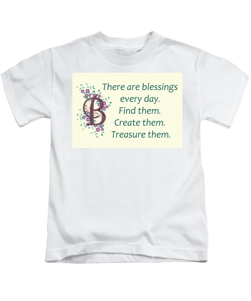 Inspirational Quotes Kids T-Shirt featuring the photograph 223- Blessings by Joseph Keane