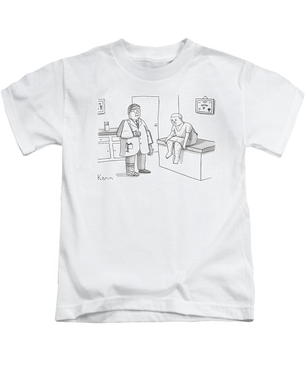 Doctor Kids T-Shirt featuring the drawing New Yorker February 2nd, 2009 by Zachary Kanin