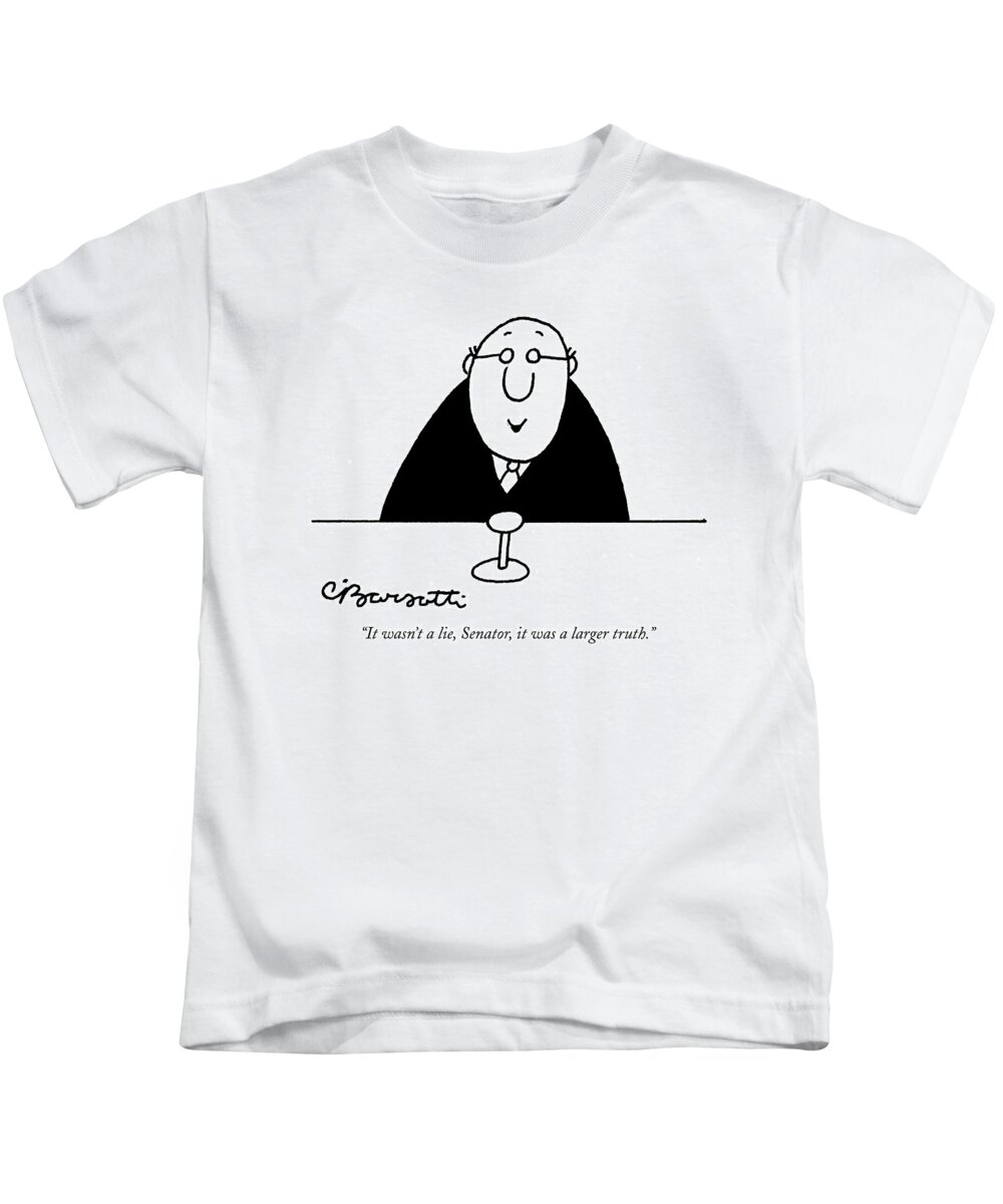 Honesty Kids T-Shirt featuring the drawing It Wasn't A Lie by Charles Barsotti