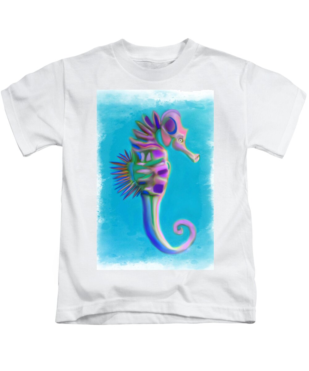 Seahorse Kids T-Shirt featuring the painting The Pretty Seahorse by Deborah Boyd