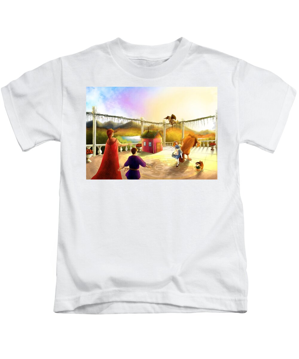 Fantasy Kids T-Shirt featuring the painting The Palace Balcony #2 by Reynold Jay