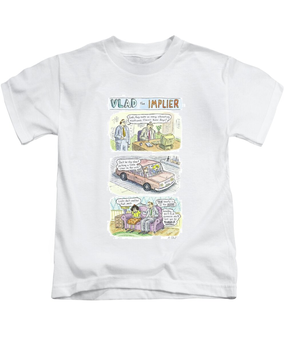 Vlad The Implier Kids T-Shirt featuring the drawing New Yorker May 19th, 2008 by Roz Chast