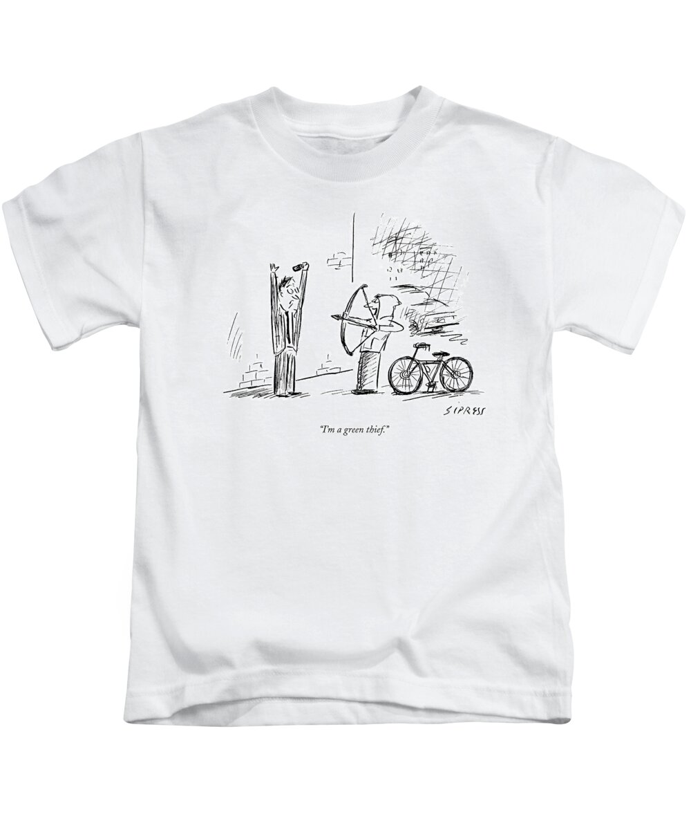Thief Kids T-Shirt featuring the drawing I'm A Green Thief by David Sipress