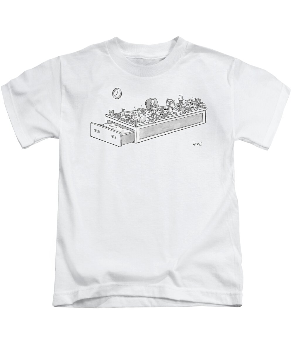 Captionless Kids T-Shirt featuring the drawing New Yorker September 1st, 2008 by Robert Leighton