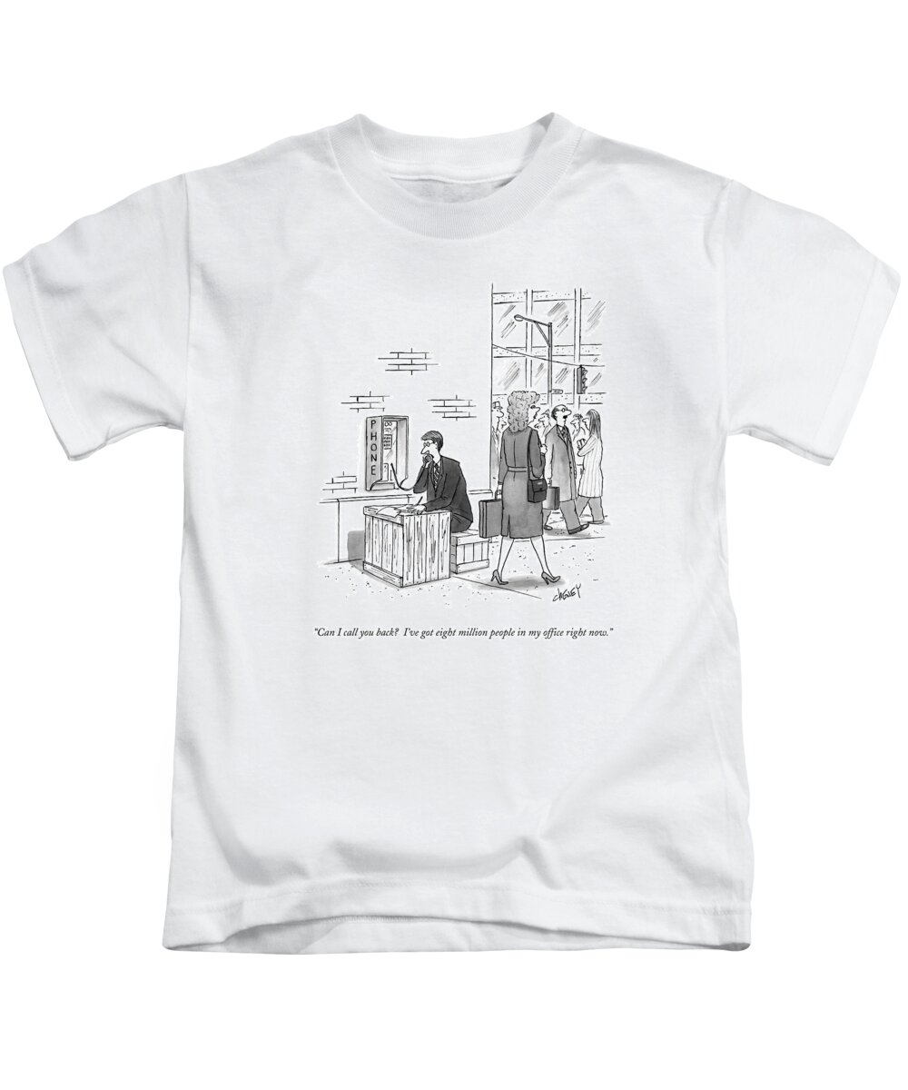 Manhattan Kids T-Shirt featuring the drawing Can I Call You Back? I've Got Eight Million by Tom Cheney