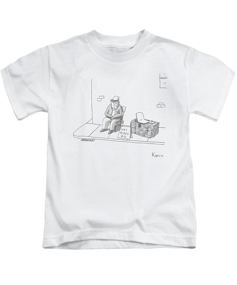 Captionless Kids T-Shirt featuring the drawing New Yorker March 9th, 2009 by Zachary Kanin