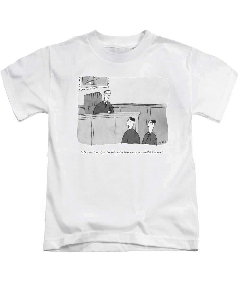 Courtroom Scenes Kids T-Shirt featuring the drawing The Way I See by Peter C. Vey
