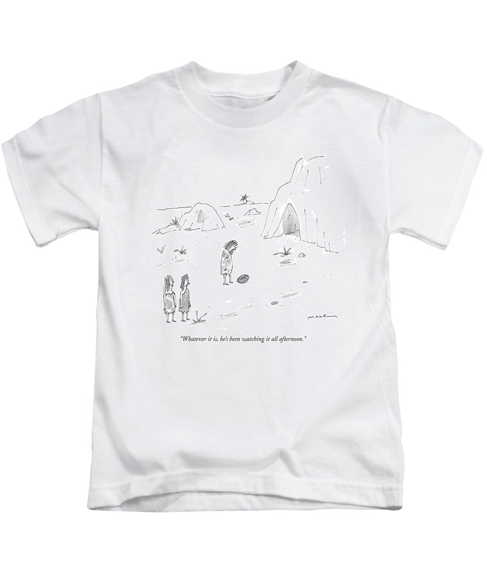 Caveman Kids T-Shirt featuring the drawing Whatever by Michael Maslin