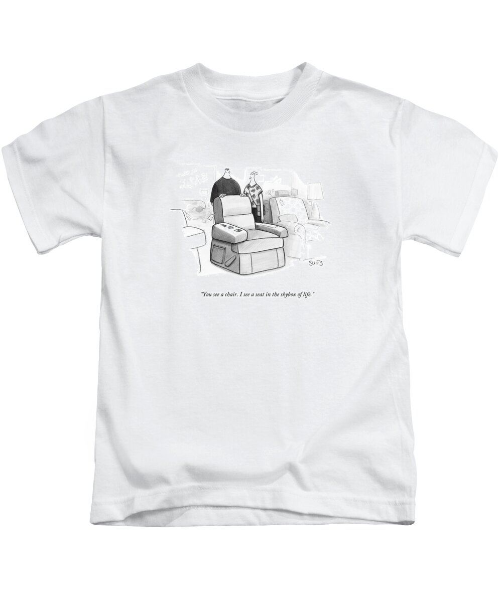 Chairs Kids T-Shirt featuring the drawing You See A Chair by Julia Suits