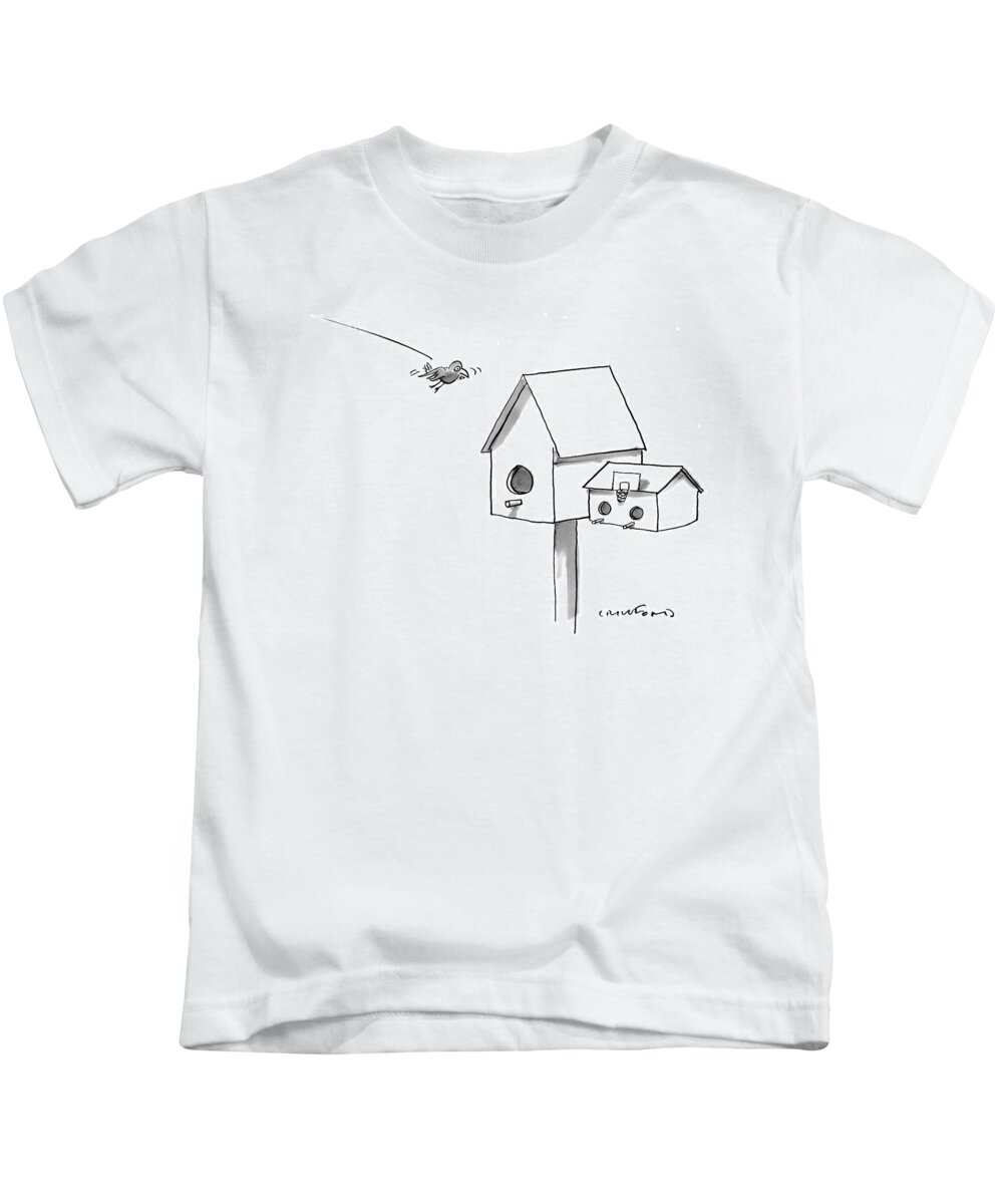 Birds - General Kids T-Shirt featuring the drawing New Yorker August 21st, 2000 by Michael Crawford