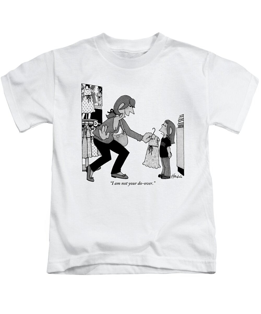 Mothers Kids T-Shirt featuring the drawing A Daughter Is Seen Speaking With Her Mother Who by William Haefeli