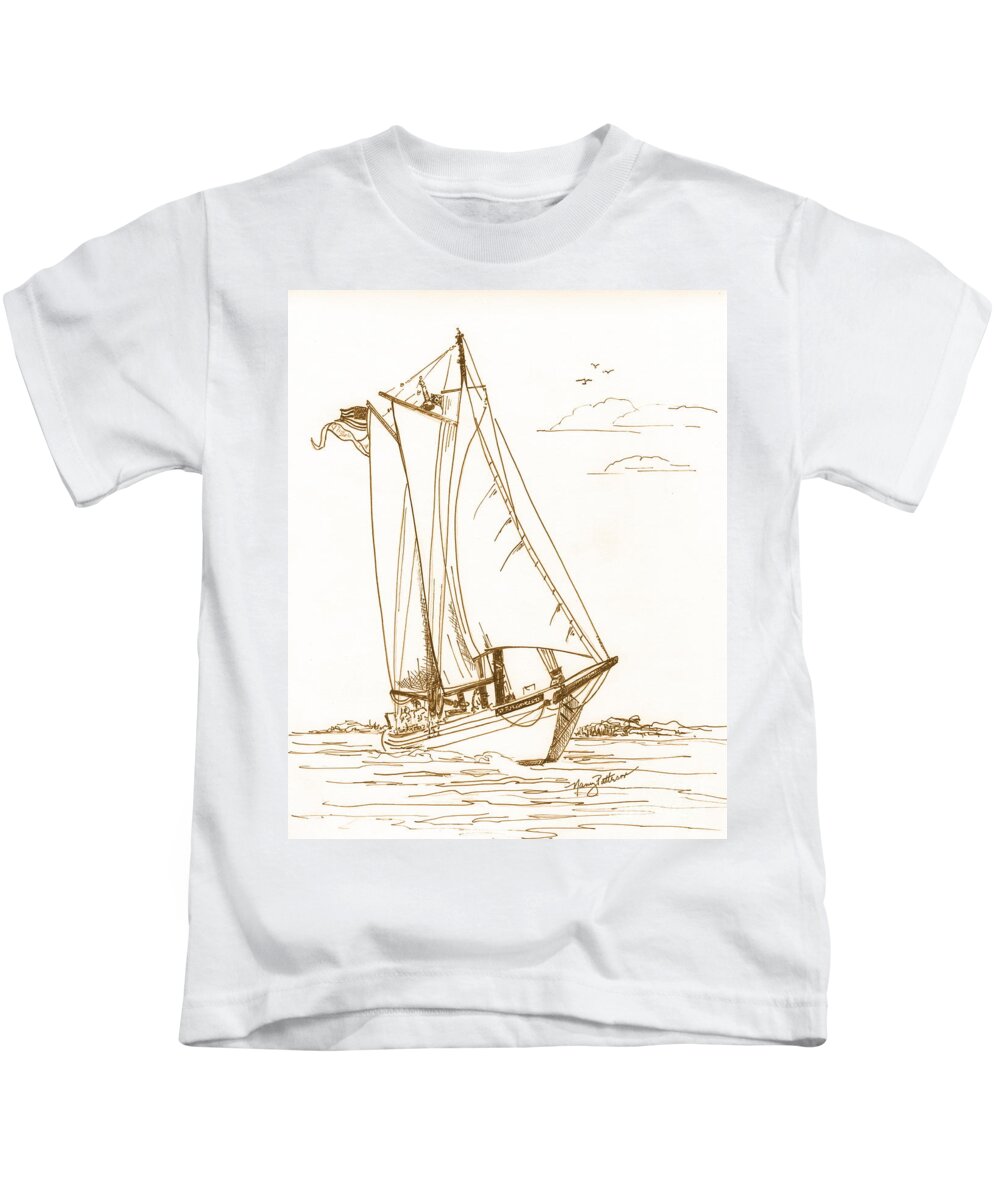 Aj Meerwald Kids T-Shirt featuring the drawing A Day On The Bay by Nancy Patterson
