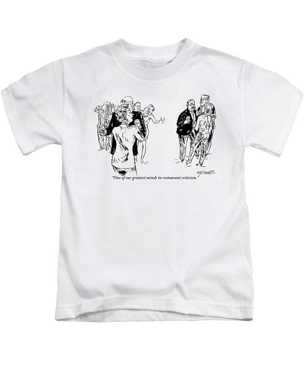 Cocktail Parties Kids T-Shirt featuring the drawing A Man And A Woman Are Seen Speaking With Each by William Hamilton