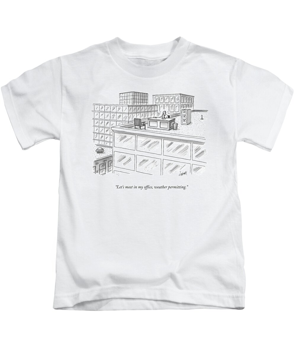 
Caption Contest
Recession Kids T-Shirt featuring the drawing A Man Sits On The Roof Of A Building by Tom Cheney