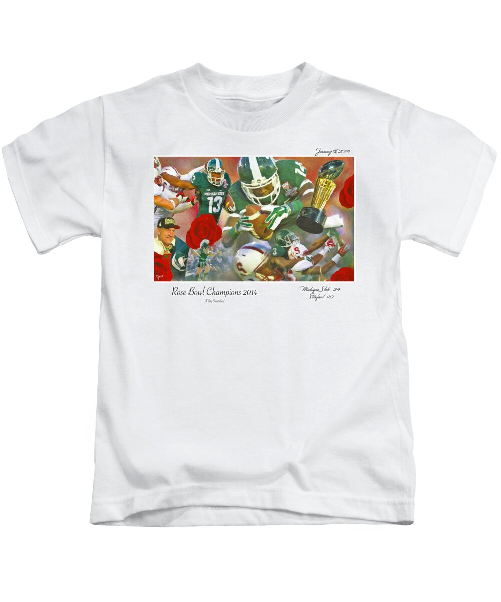 Michigan State Kids T-Shirt featuring the painting A Very Sweet Rose by John Farr