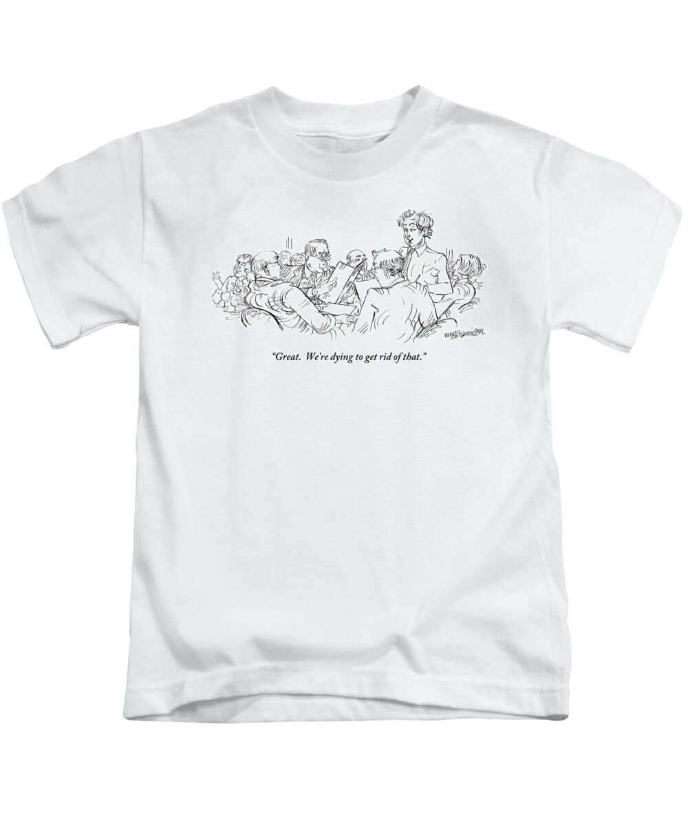 Waiter Kids T-Shirt featuring the drawing A Waiter Addresses Three Men Ordering by William Hamilton
