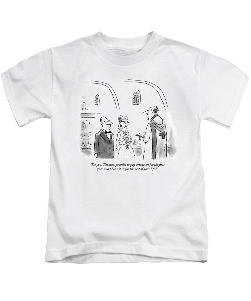 Wedding Kids T-Shirt featuring the drawing A Wedding Is Happening. The Bride by Christopher Weyant