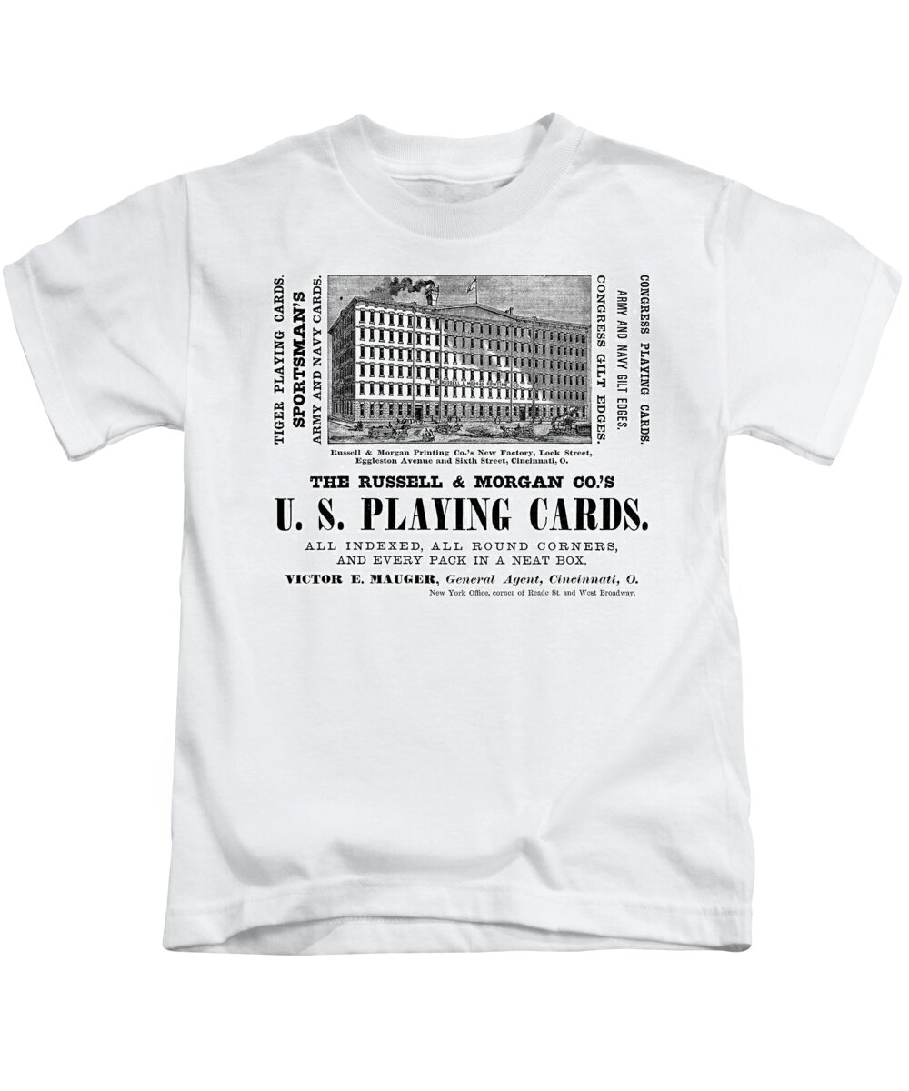 1883 Kids T-Shirt featuring the photograph Ad Playing Cards, 1883 by Granger