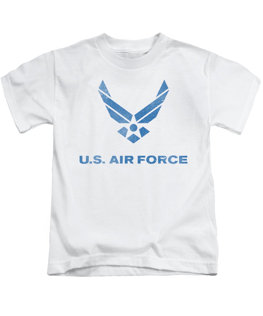 Air Force Kids T-Shirt featuring the digital art Air Force - Distressed Logo by Brand A