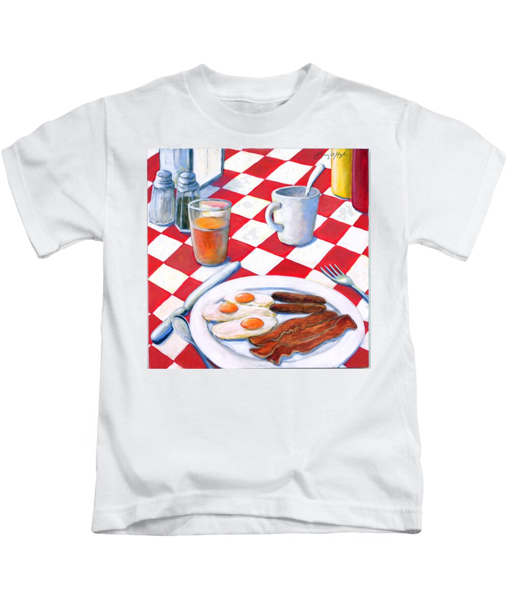 Breakfast Kids T-Shirt featuring the painting All American Breakfast by Gerry High