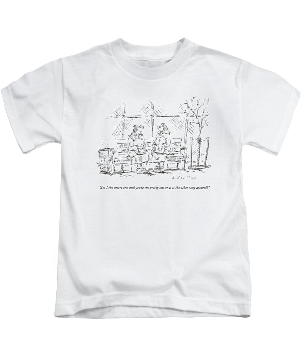 Smart Kids T-Shirt featuring the drawing Am I The Smart One And You're The Pretty One Or by Barbara Smaller