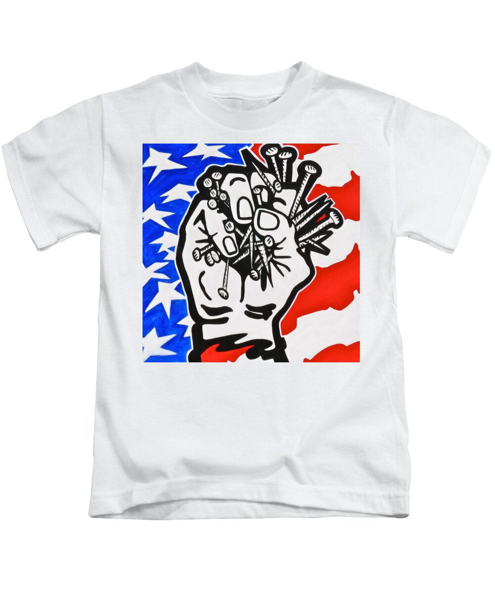 America Kids T-Shirt featuring the painting The Price of Liberty by Yelena Tylkina