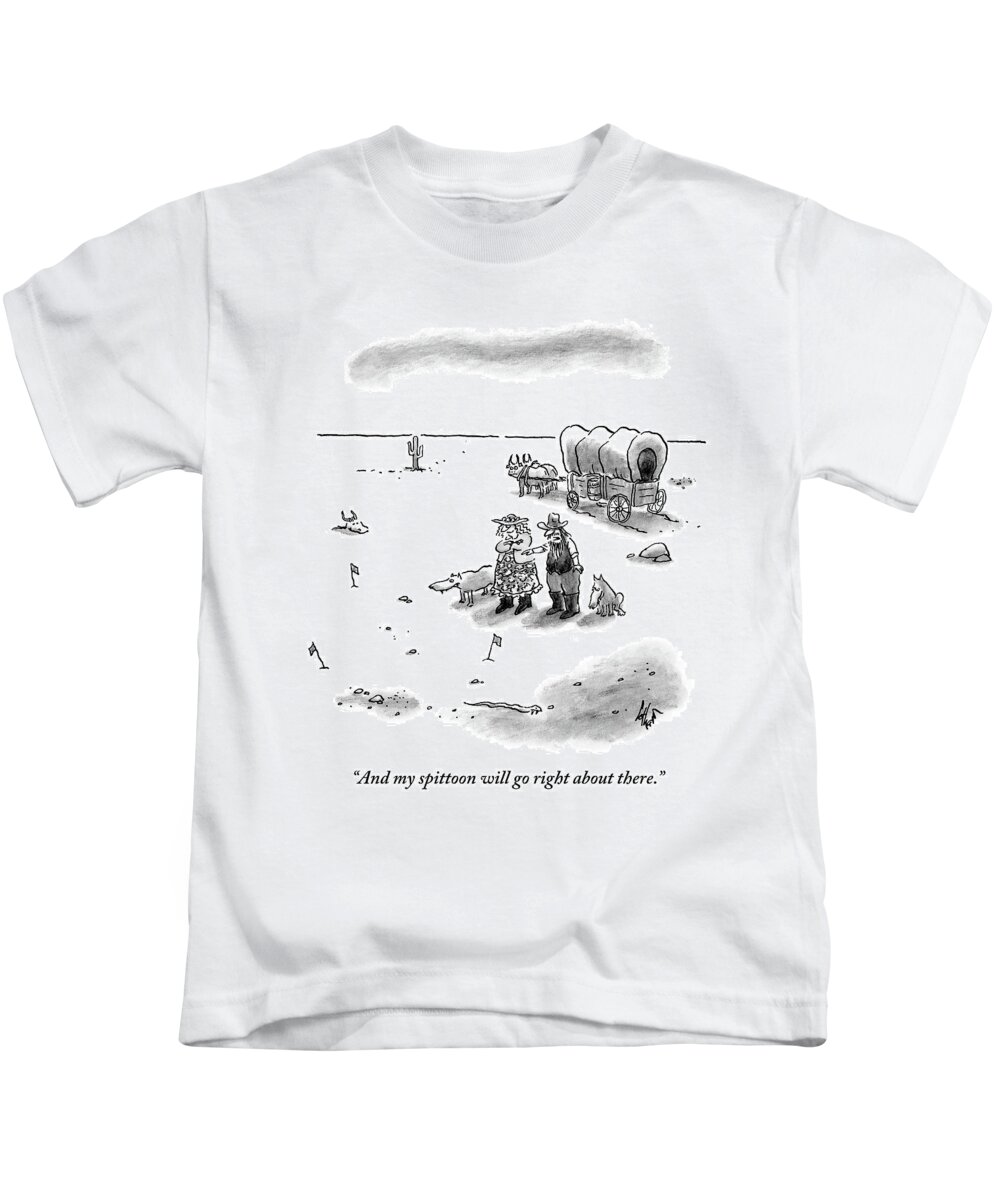 Farmers Kids T-Shirt featuring the drawing An Old Western Couple Speak by Frank Cotham
