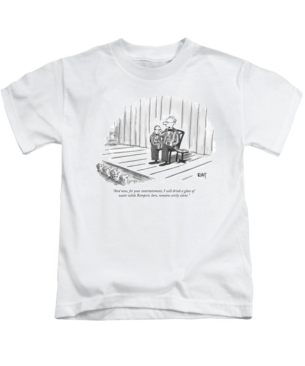 Ventriloquists Kids T-Shirt featuring the drawing And Now, For Your Entertainment, I Will Drink by Christopher Weyant