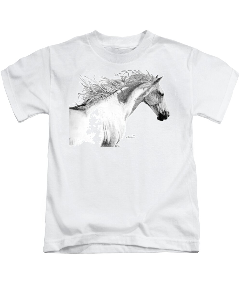 Horse Kids T-Shirt featuring the drawing Andalusian Fusion by Kayleigh Semeniuk