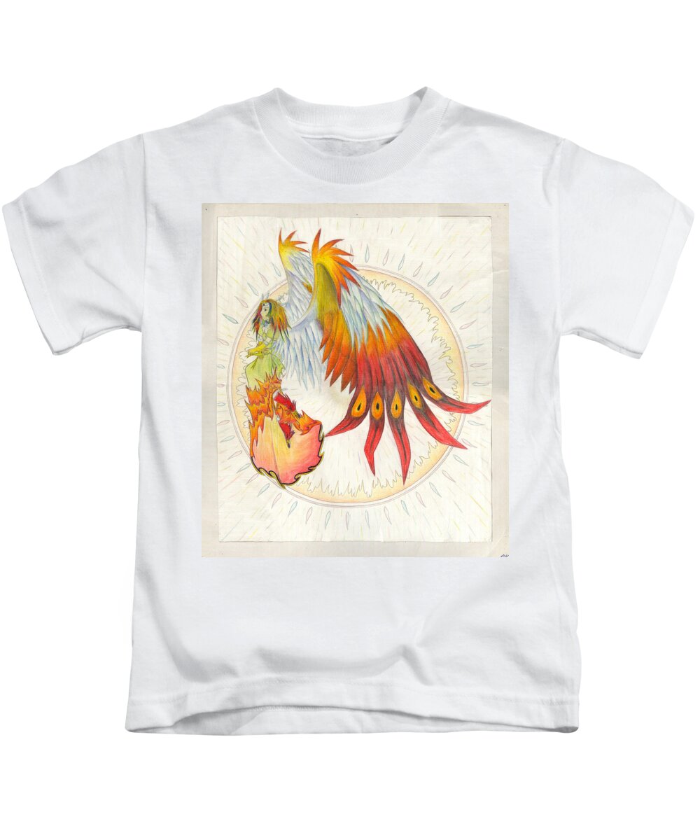 Princess Kids T-Shirt featuring the painting Angel Phoenix by Shawn Dall