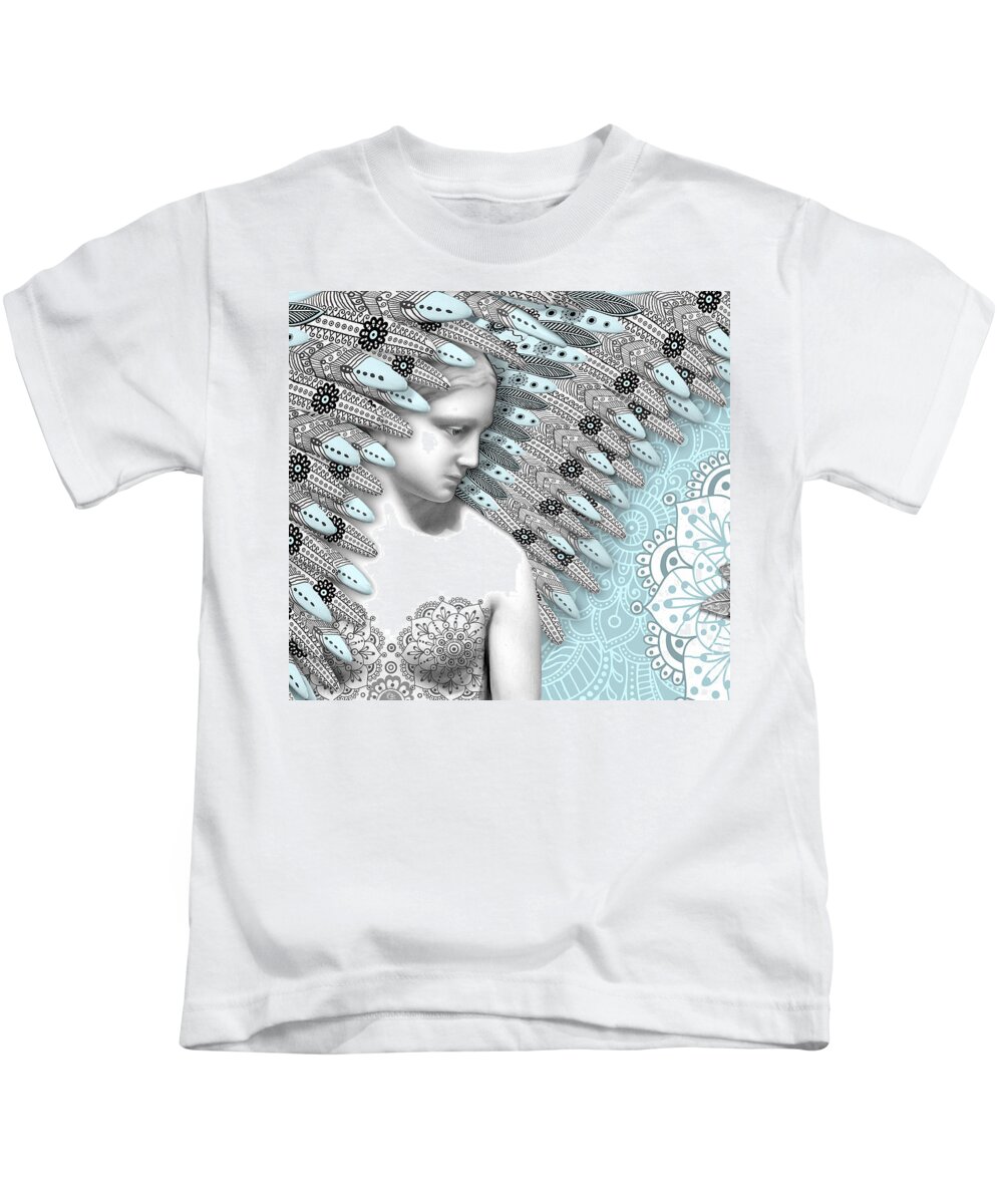 Angel Kids T-Shirt featuring the digital art Angelica Hiberna - Angel of Winter by Christopher Beikmann