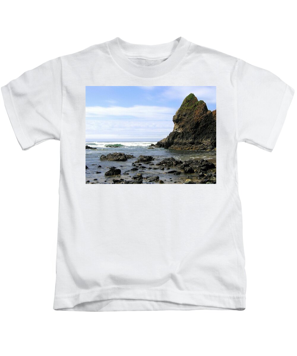 Arcadia Beach Kids T-Shirt featuring the photograph Arcadia Beach Rocks by Will Borden