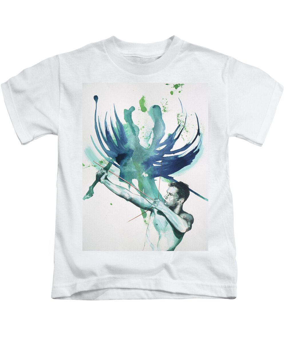 Archer Kids T-Shirt featuring the painting Archer by Rene Capone