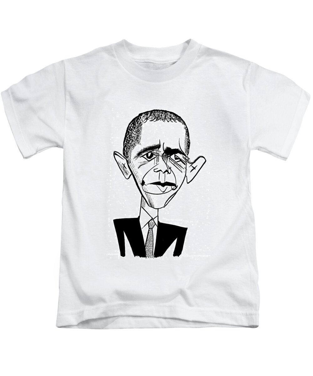 Barack Obama Suit & Tie Kids T-Shirt featuring the drawing Barack Obama Suit & Tie by Tom Bachtell