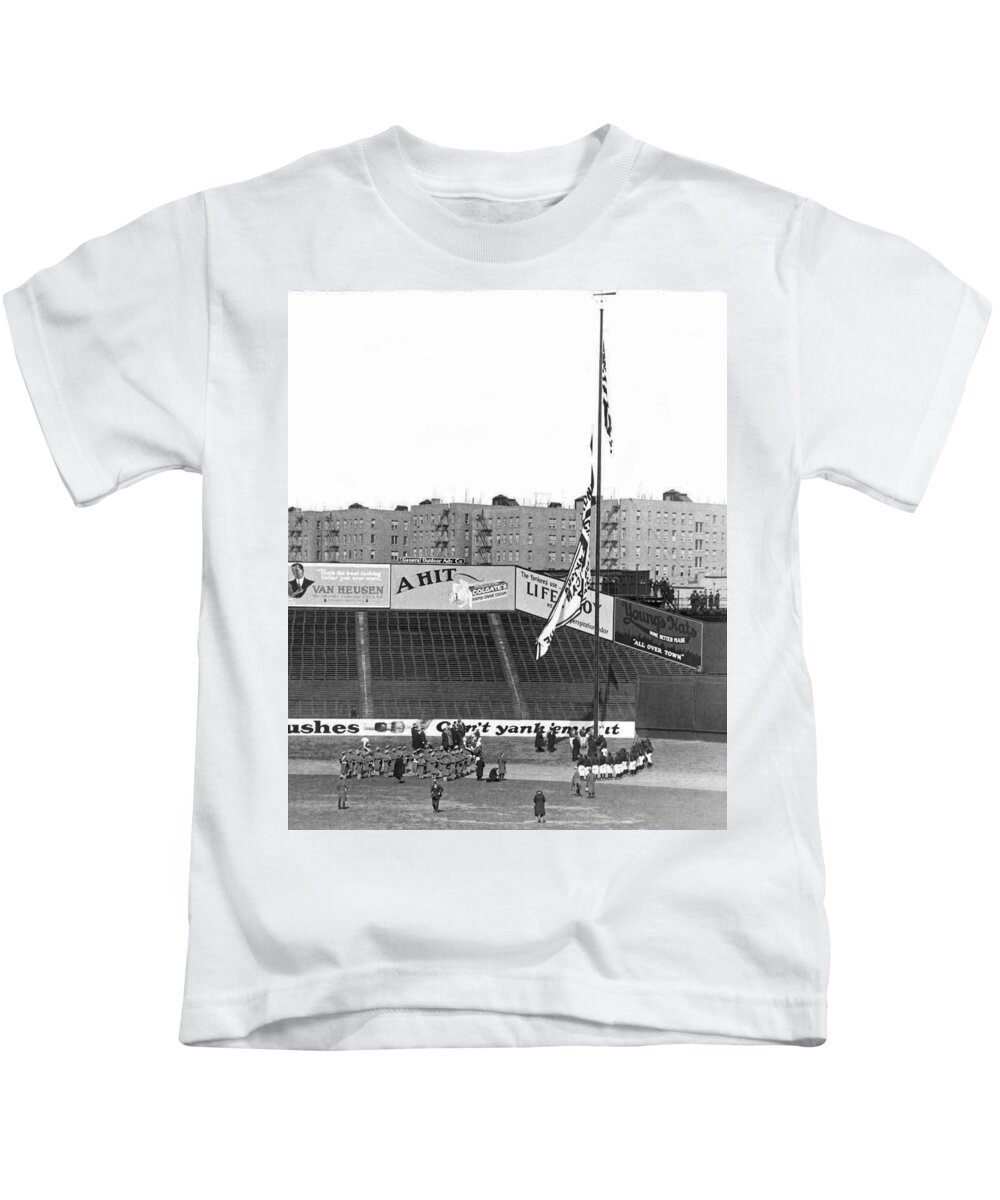1929 Kids T-Shirt featuring the photograph Baseball Opening Day In NY by Underwood Archives