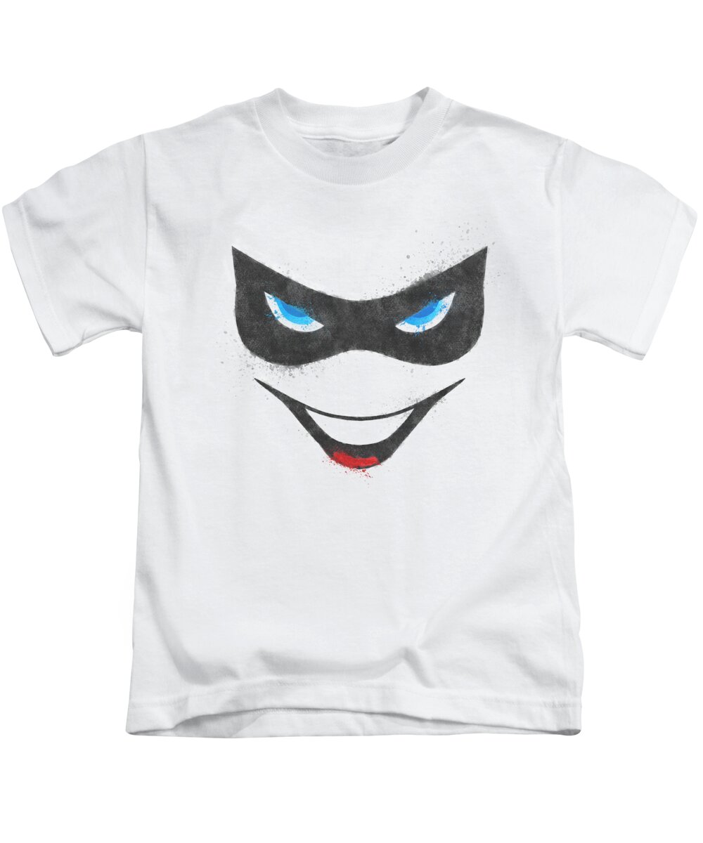 Batman Kids T-Shirt featuring the digital art Batman - Harley Face by Brand A