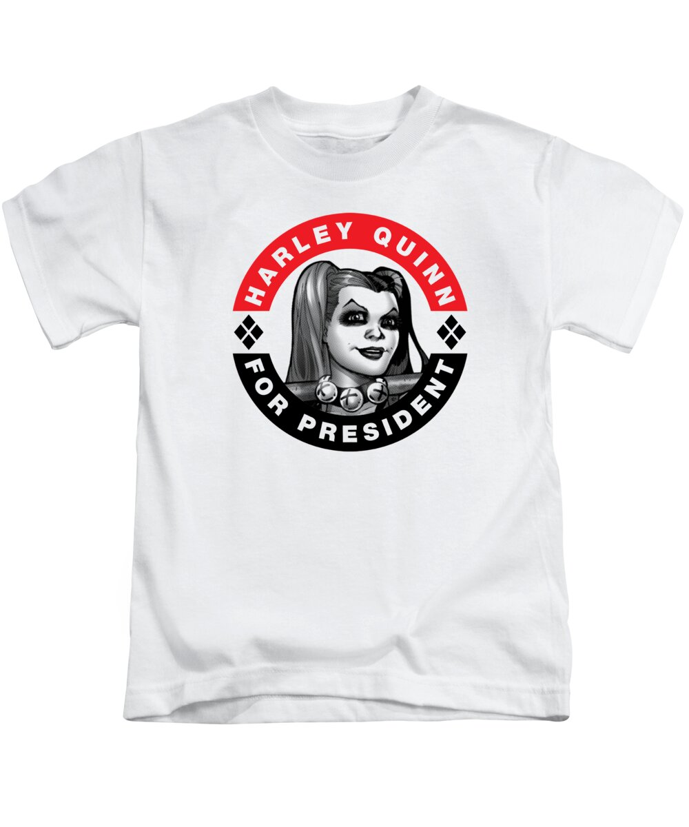  Kids T-Shirt featuring the digital art Batman - Harley President Circle by Brand A