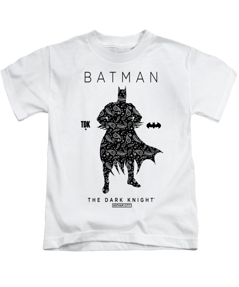  Kids T-Shirt featuring the digital art Batman - Paislety Silhouette by Brand A