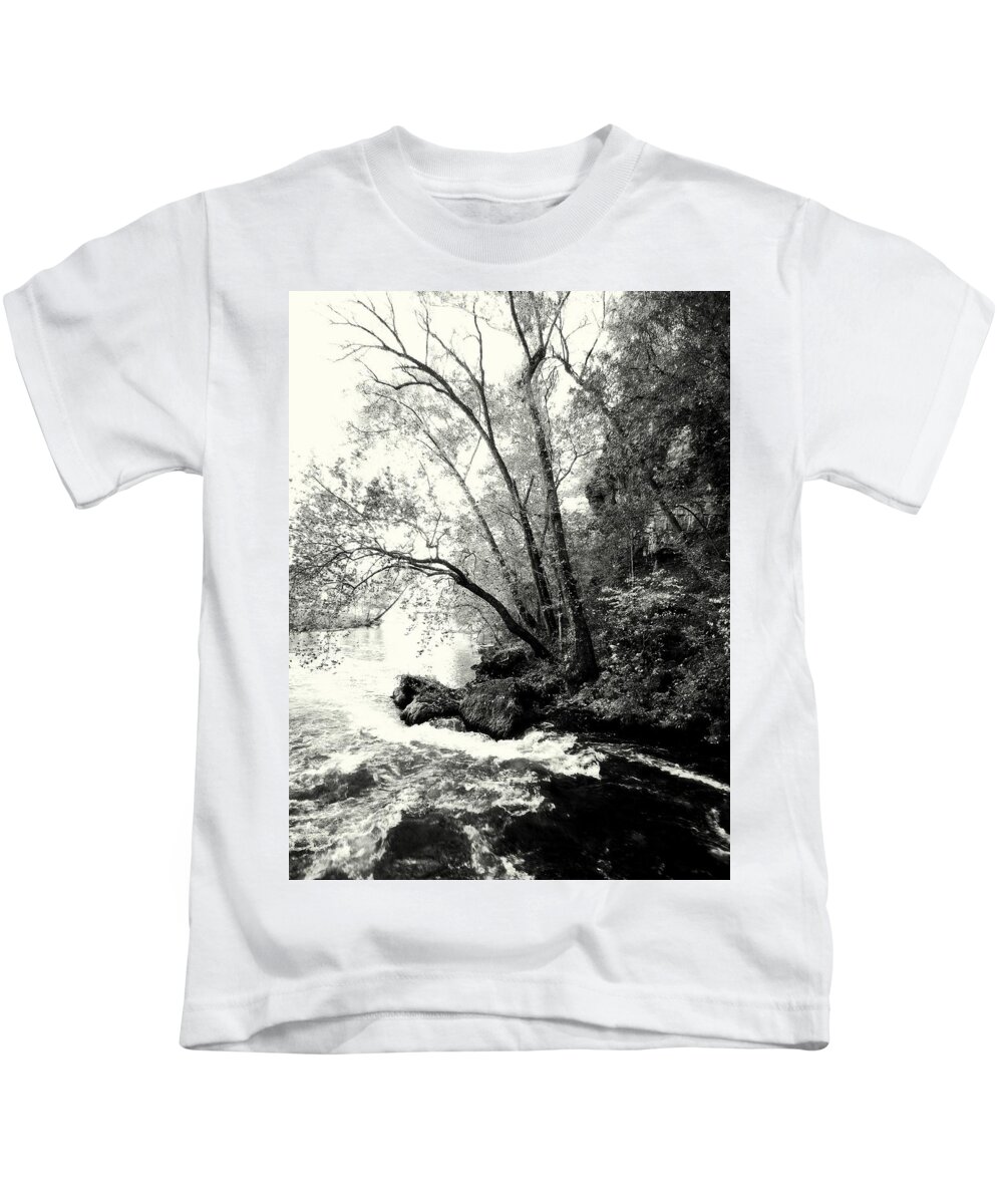 Black And White Kids T-Shirt featuring the photograph Big Spring In B and W by Marty Koch
