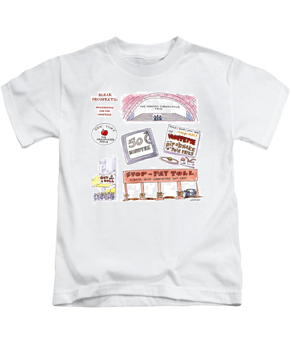 Downsizing Kids T-Shirt featuring the drawing Bleak Prospects: Downsizing For The Nineties by James Stevenson