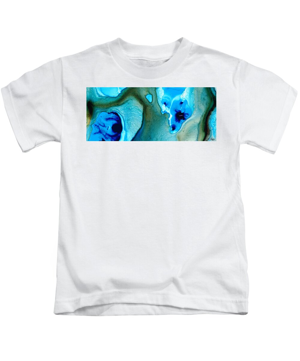 Blue Kids T-Shirt featuring the painting Blue Lagoon by Sharon Cummings