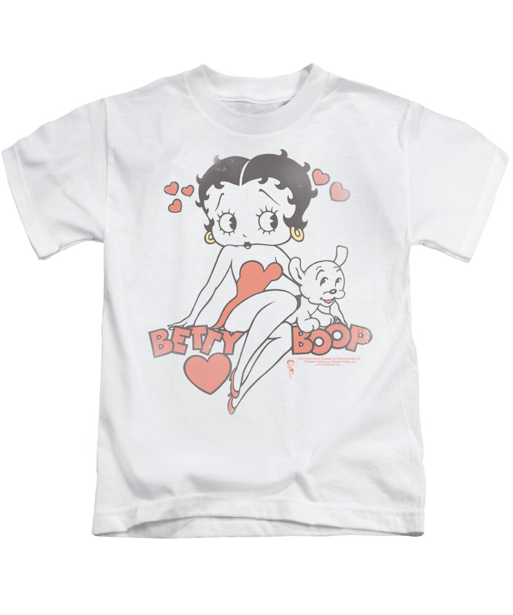 Betty Boop Kids T-Shirt featuring the digital art Boop - Classic With Pup by Brand A