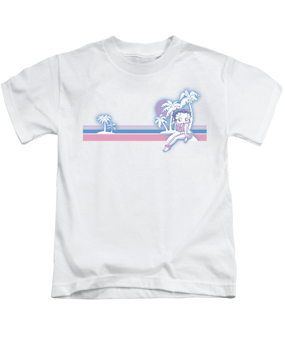Betty Boop Kids T-Shirt featuring the digital art Boop - Reto Surf Band by Brand A