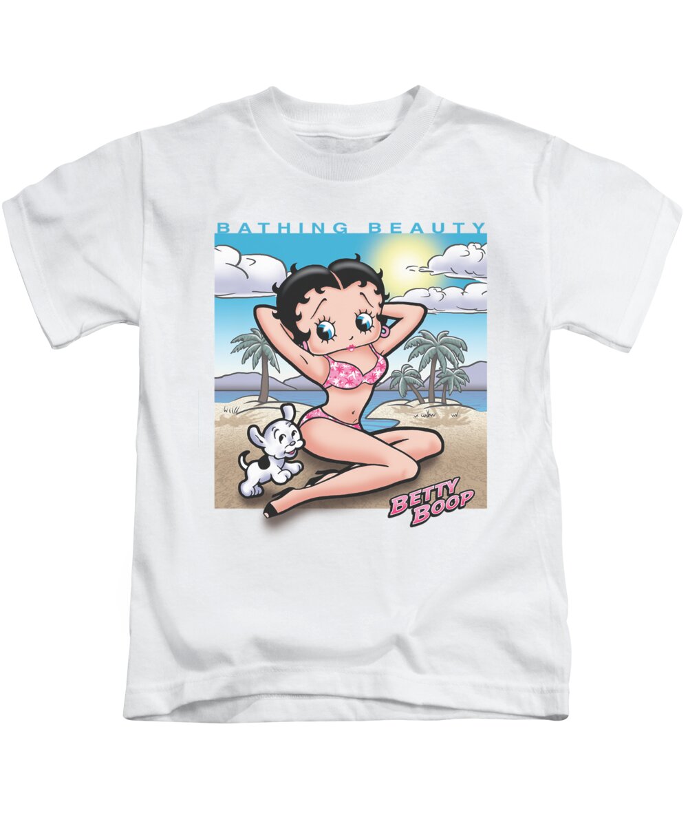 Betty Boop Kids T-Shirt featuring the digital art Boop - Sunny Boop by Brand A