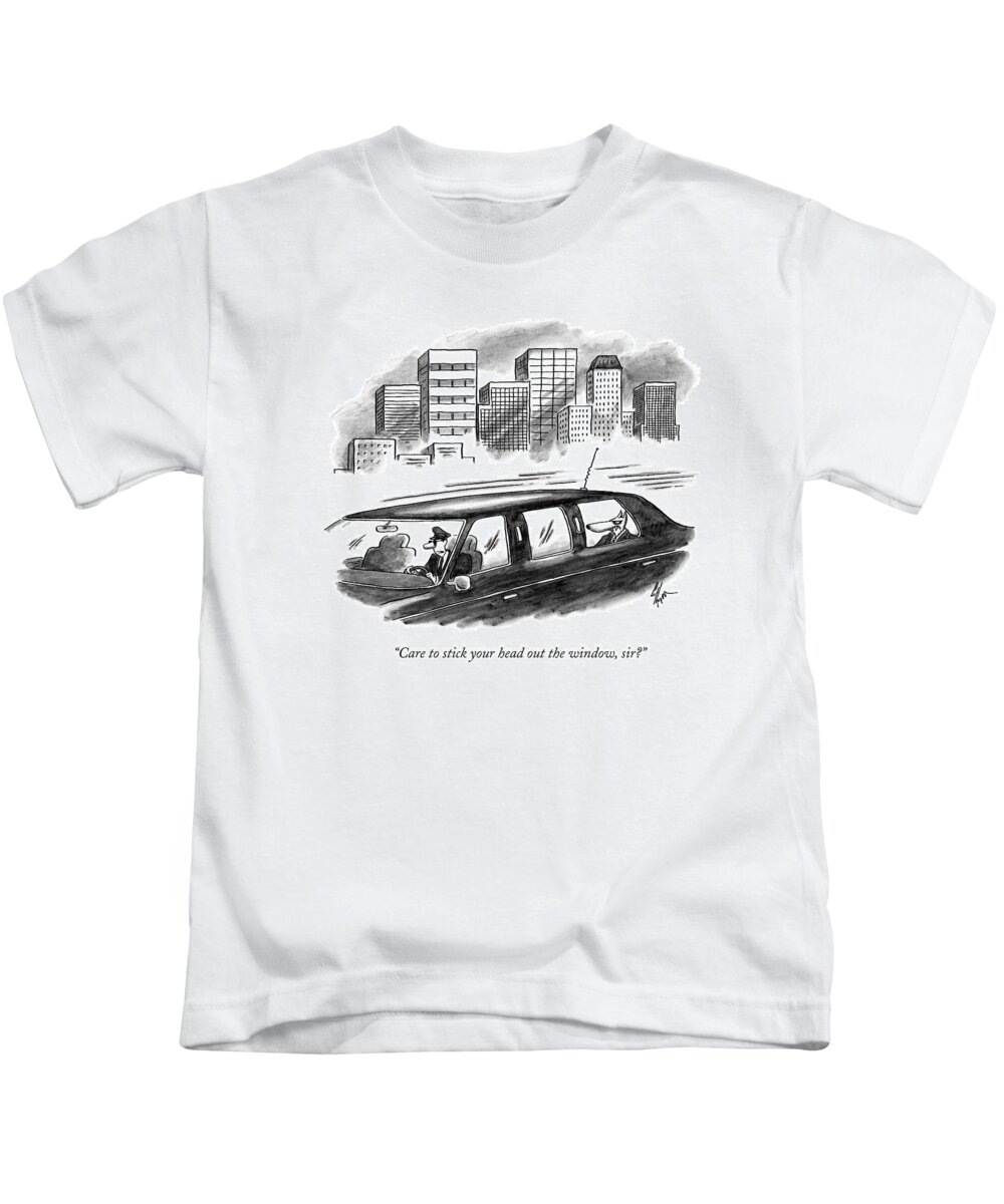 Head Kids T-Shirt featuring the drawing Care To Stick Your Head Out The Window by Frank Cotham