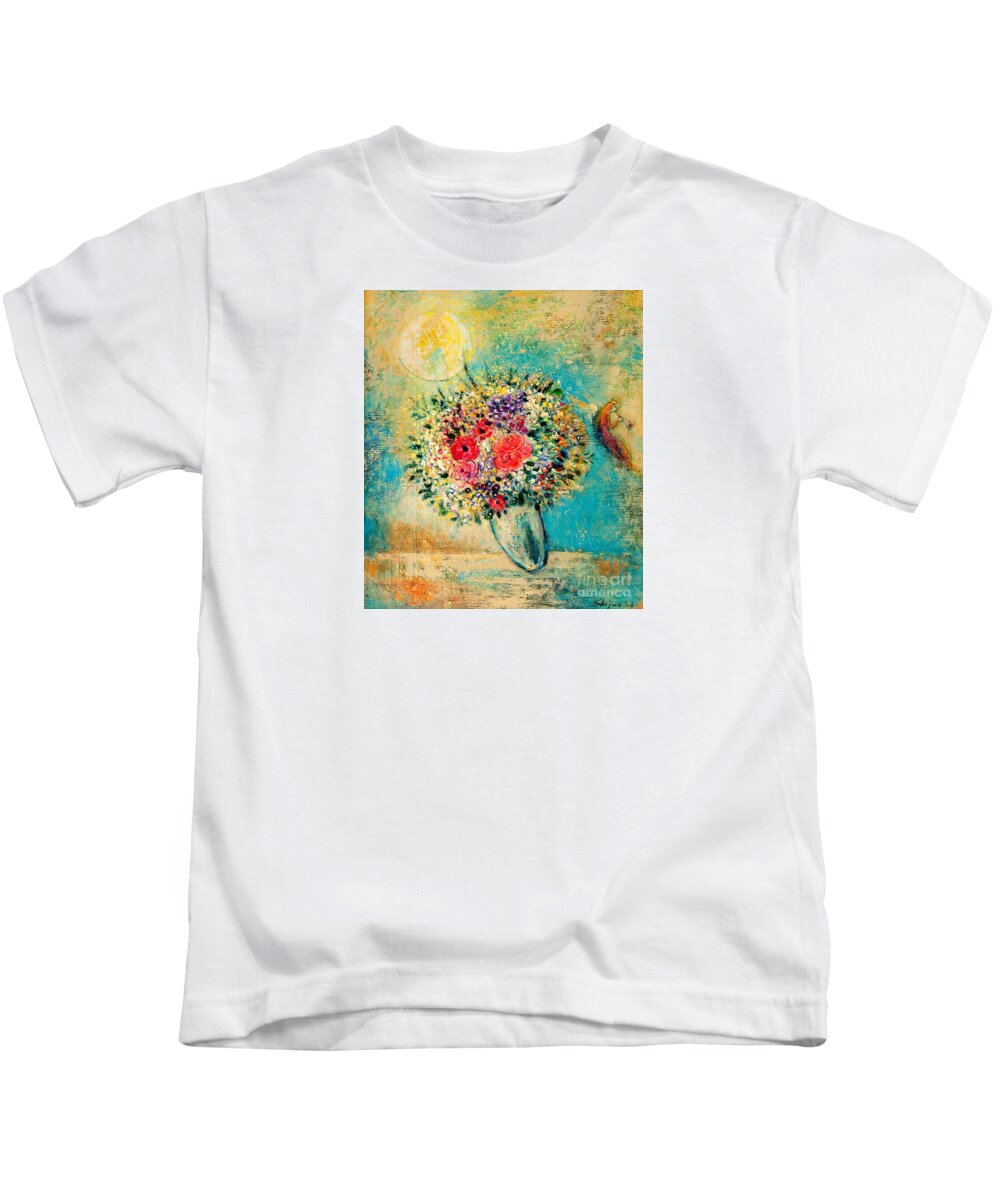 Flower Kids T-Shirt featuring the painting Celebration by Shijun Munns